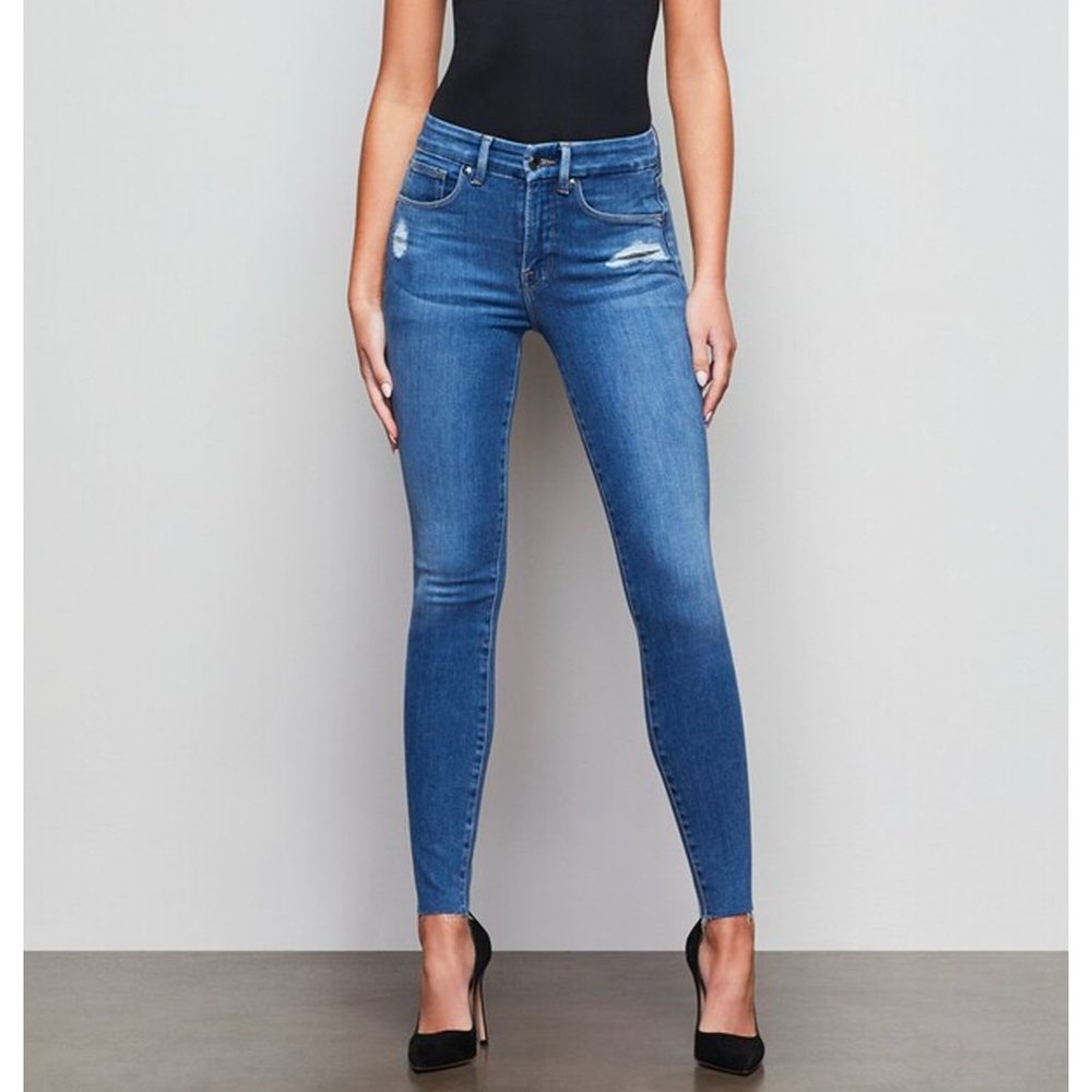 Good American Good Legs Zebra Pocket High Waist Skinny Jeans- Blue 431- Size 4